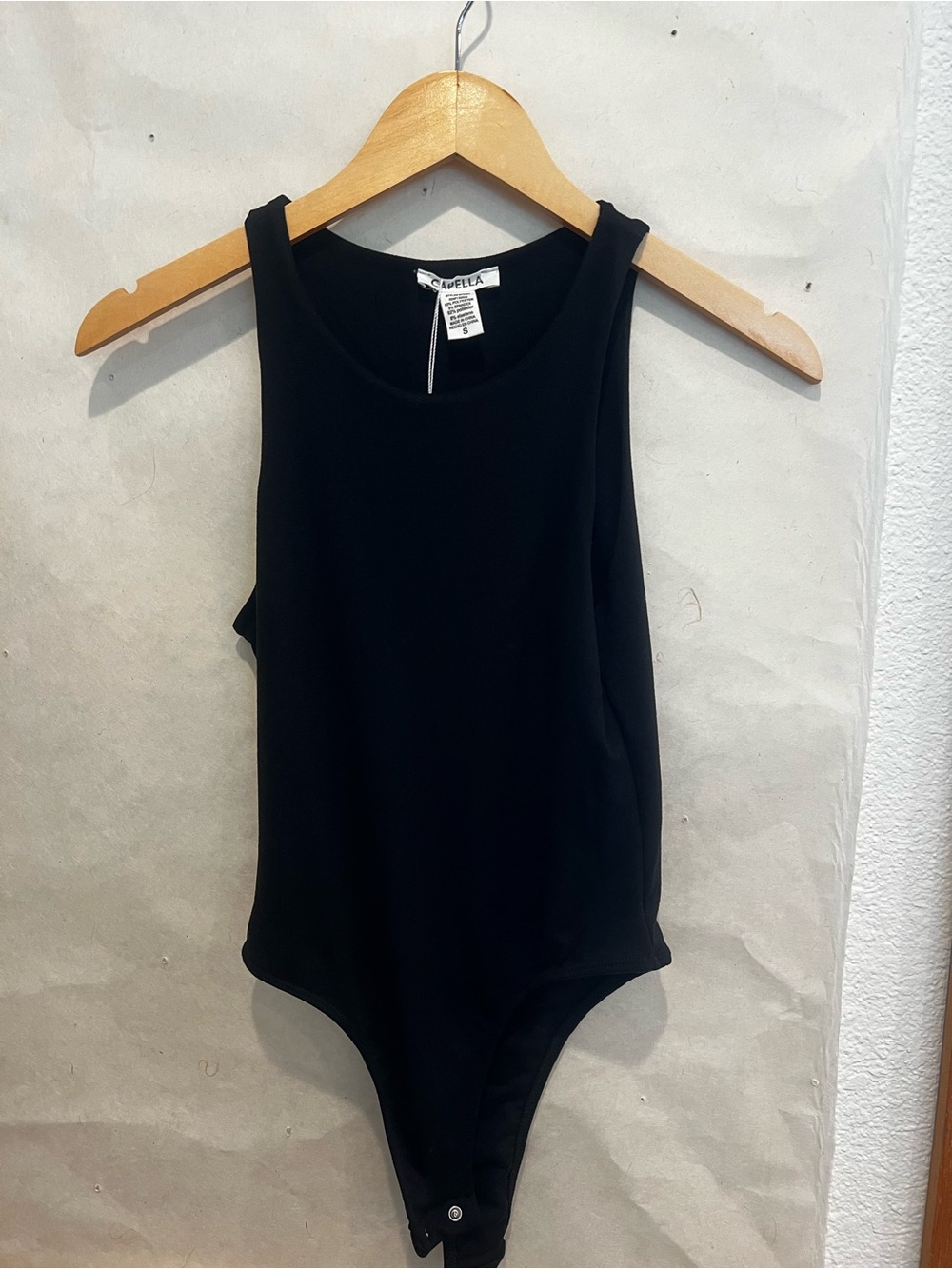 Capella Apparel Black Sleeveless Bodysuit for Women small NWT